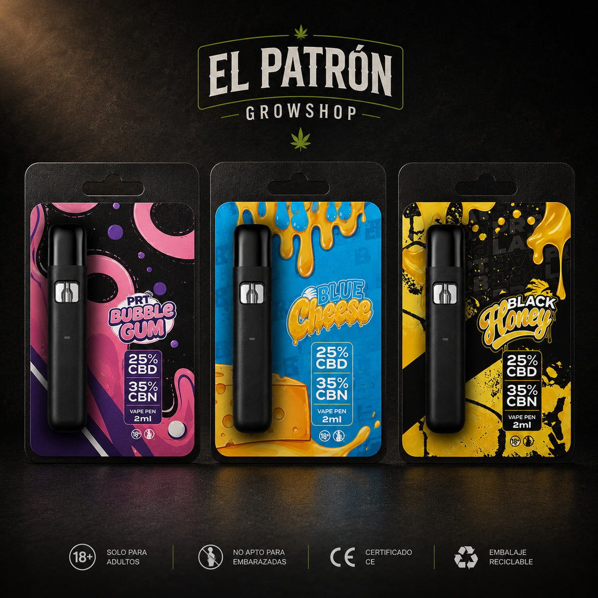 Vape Pen PRT LAB® 2 ml · 25 % CBD / 35 % CBN · 2000 caladas
